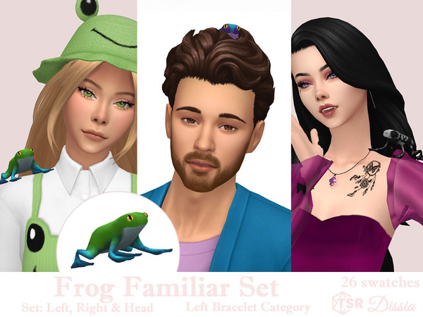 Sims 4 — Frog Familiar (Head) by Dissia — Cute little frog familiar on sim right & left arm or head