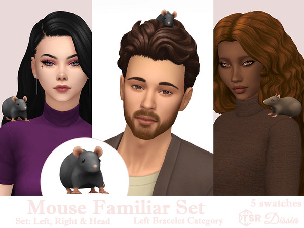 Sims 4 — Mouse Familiar (Right) by Dissia — Cute mouse familiar for right & left shoulder or head!