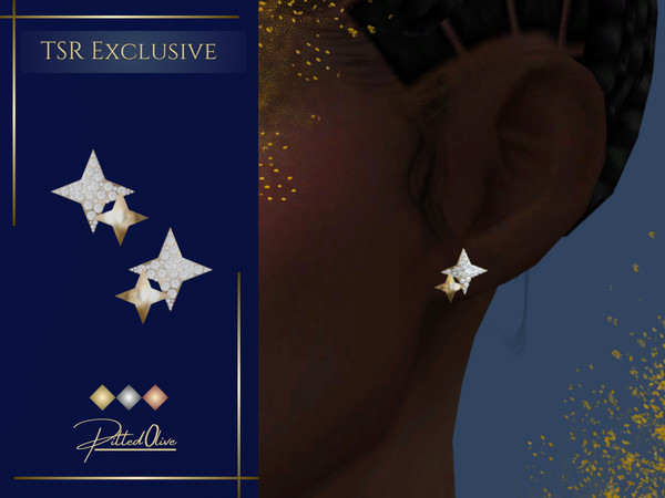Sims 4 — Andromeda Earrings by Pitted0live — Star stud earrings with embedded diamonds Custom catalog image