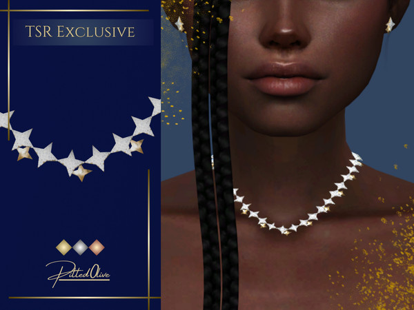 Sims 4 — Andromeda Necklace by Pitted0live — Star pattern necklace with embedded diamonds Custom catalog image