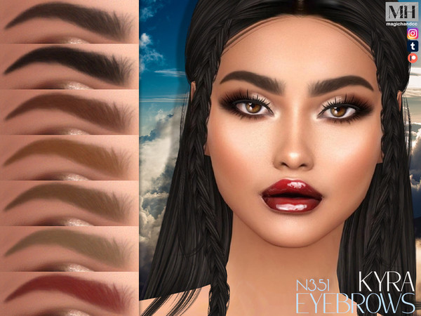 Sims 4 — [Patreon] Kyra Eyebrows N351 by MagicHand — Thick brows in 13 colors - HQ Compatible.