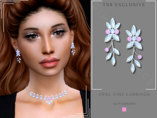 Sims 4 — Opal Vine Earrings by Glitterberryfly — A gorgeous blue and pink opal vine earring