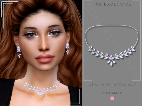 Sims 4 — Opal Vine Necklace by Glitterberryfly — A blue and pink opal necklace inspired by vines