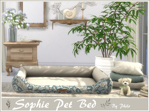 Sims 4 — Philo_Sophie Pet Bed by philo — With its wooden furniture and floral fabrics, this set will give your country