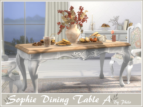 Sims 4 — Philo_Sophie Dining Table A by philo — This set will give your country houses a cottagecore aesthetic: refined