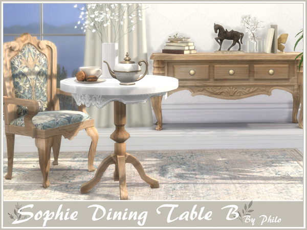 Sims 4 — Philo_Dining Table B by philo — This set will give your country houses a cottagecore aesthetic: refined and