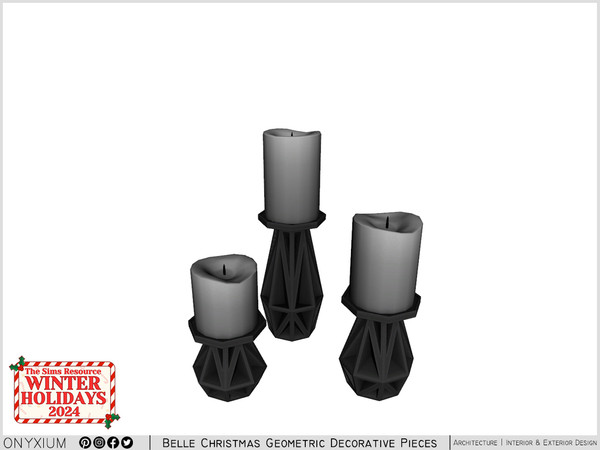 Sims 4 — Belle Medium Trio Geometric Shaped Candle Holder by Onyxium — Onyxium@TSR Design Workshop Christmas Collection -