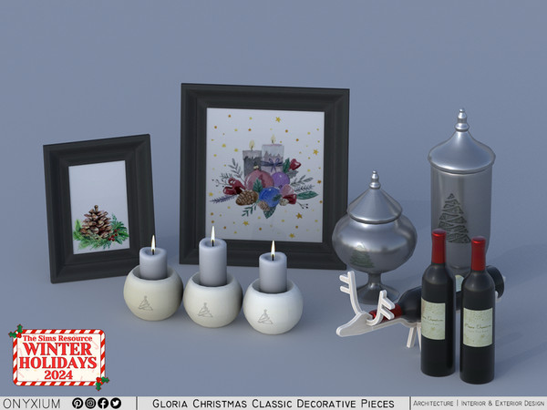 Sims 4 — Gloria Christmas Classic Decorative Pieces by Onyxium — Onyxium@TSR Design Workshop Christmas Collection -