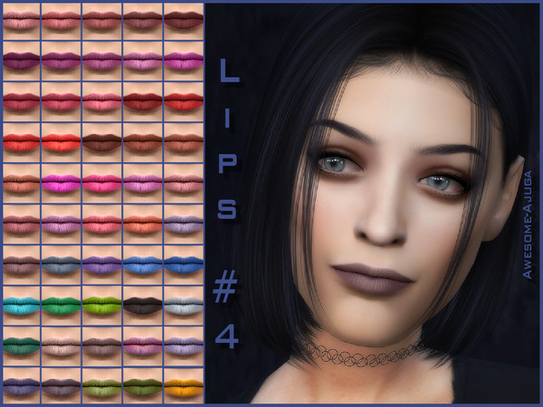 Sims 4 — Lips 4 by Awesome-ajuga — - 50 swatches