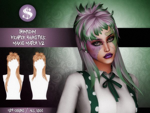 Sims 4 — [PATREON] Reaper Hairstyle V2 Maxis Match by Shimydimsims — Hi I hope you will like this hair, it's a long