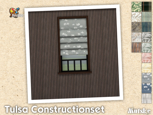 Sims 4 — Tulsa Roman Blind 1x1 by Mutske — Contains windows, shutters and curtains. Windowsills have extra slots and