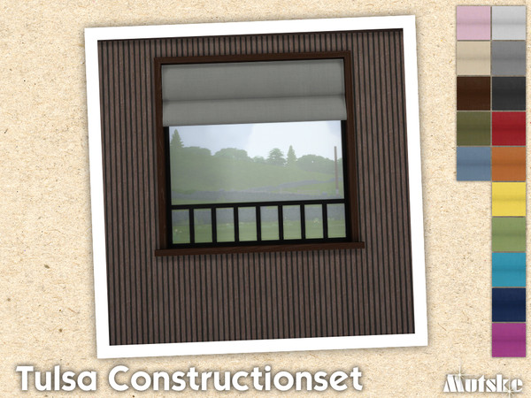 Sims 4 — Tulsa Roman Blind Short 2x1 by Mutske — Contains windows, shutters and curtains. Windowsills have extra slots