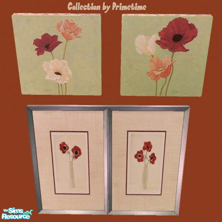 Sims 2 — Primetime's Poppy Prints by Primetime024 — This collection contains four different poppy prints.