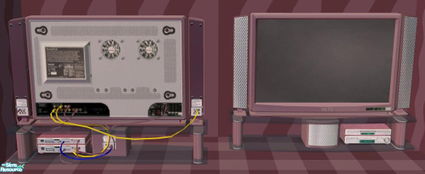 Sims 2 — NK Plaid Inspired TVs -  Purple by MoMama — TV in Purple. Now your Sims can watch their favorite shows or work