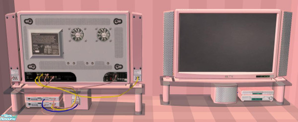 Sims 2 — NK Plaid Inspired TVs - Dusty Pink by MoMama — TV in Dusty Pink. Now your Sims can watch their favorite shows or