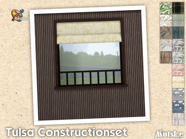 Sims 4 — Tulsa Roman Blind Short 2x1 by Mutske — Contains windows, shutters and curtains. Windowsills have extra slots