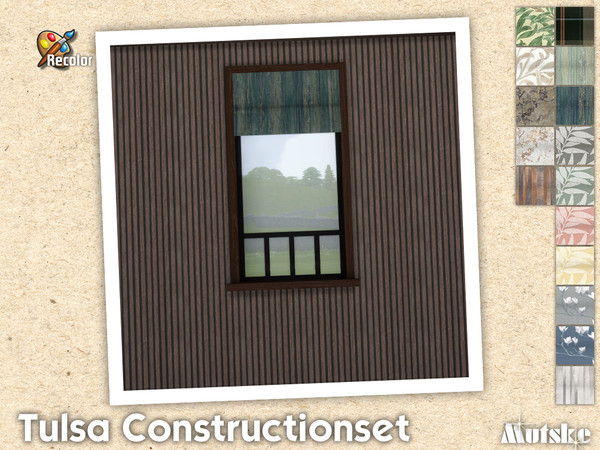 Sims 4 — Tulsa Roman Blind Short 1x1 by Mutske — Contains windows, shutters and curtains. Windowsills have extra slots