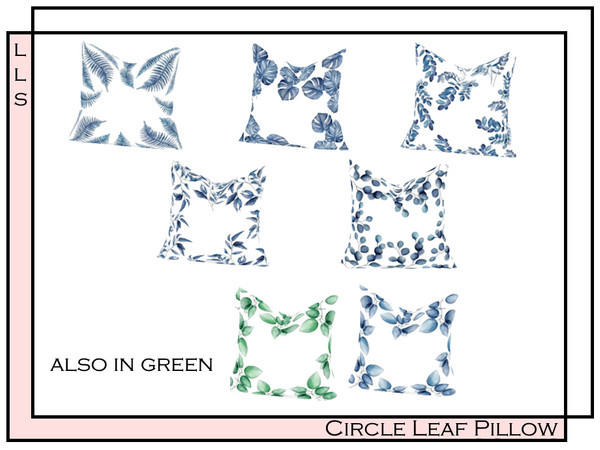 Sims 4 — Circle Leaf Pillow by lavilikesims — A beautiful pillow with leaves, single pillows, 6 patterns in 2 colours,