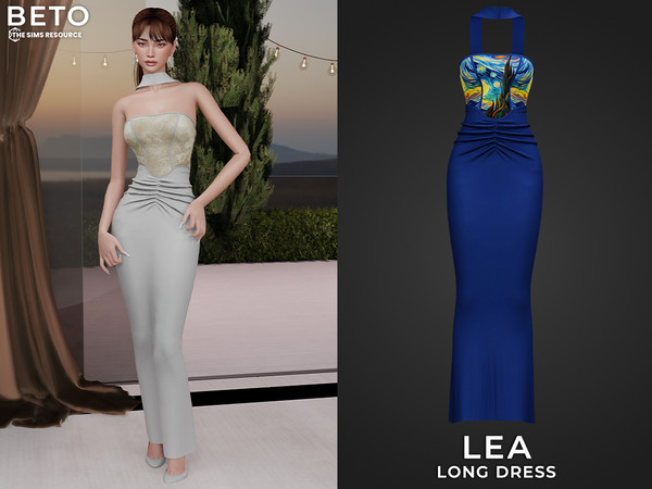 Sims 4 — Lea (Long Dress) by Beto_ae0 — Elegant and formal feminine outfit, enjoy it - 06 colors
