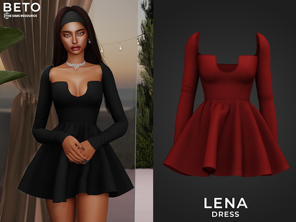 Sims 4 — Lena (Dress) by Beto_ae0 — Elegant and formal feminine outfit, enjoy it - 05 colors