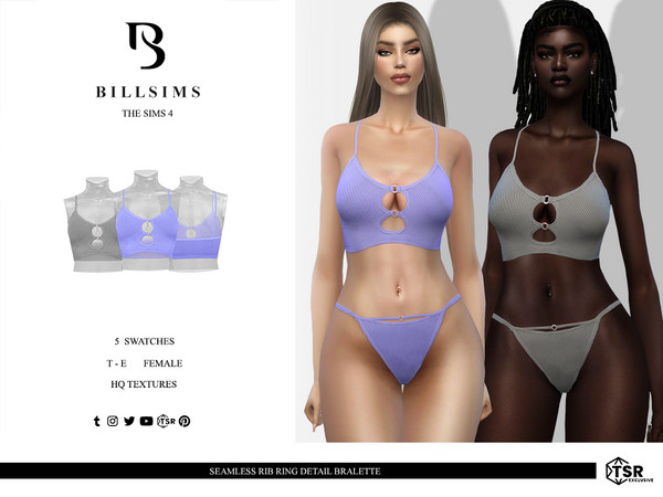 Sims 4 — Seamless Rib Ring Detail Bralette by Bill_Sims — This top features a seamless rib material with O ring detail! -