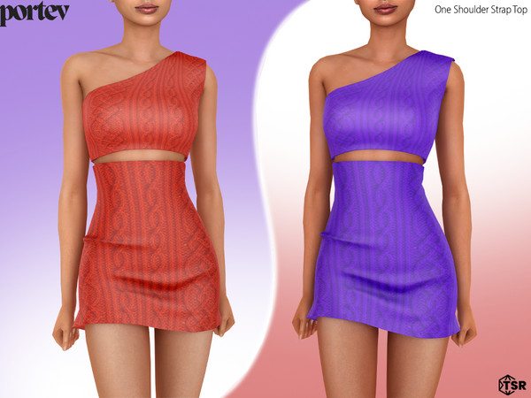 Sims 4 — One Shoulder Strap Top by portev — new Mesh 6 colors