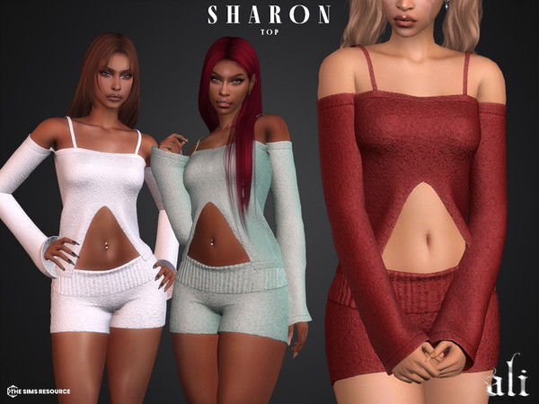Sims 4 — SHARON top by ali1 — Shoulderless Wool Top New Mesh