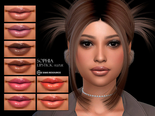 Sims 4 — Sophia Lipstick N91 by Suzue — 14 Swatches