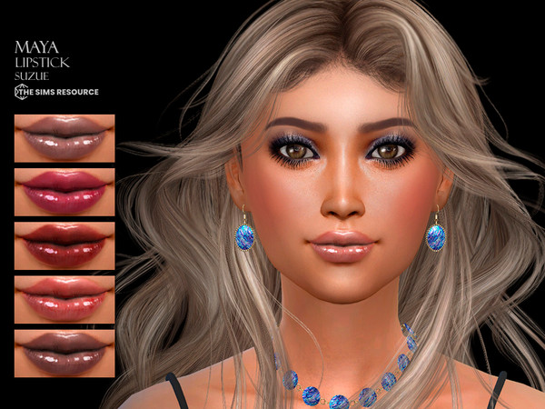 Sims 4 — Maya Lipstick N93 by Suzue — 10 Swatches