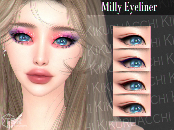 Sims 4 — Milly Eyeliner by Kikuruacchi — - It is suitable for Female and Male. ( Teen to Elder ) - 6 swatches - HQ