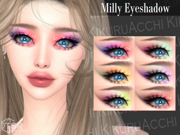 Sims 4 — Milly Eyeshadow by Kikuruacchi — - It is suitable for Female and Male. ( Teen to Elder ) - 6 swatches - HQ