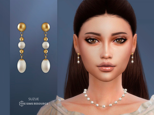 Sims 4 — Mary Earrings by Suzue — New Mesh (Suzue)