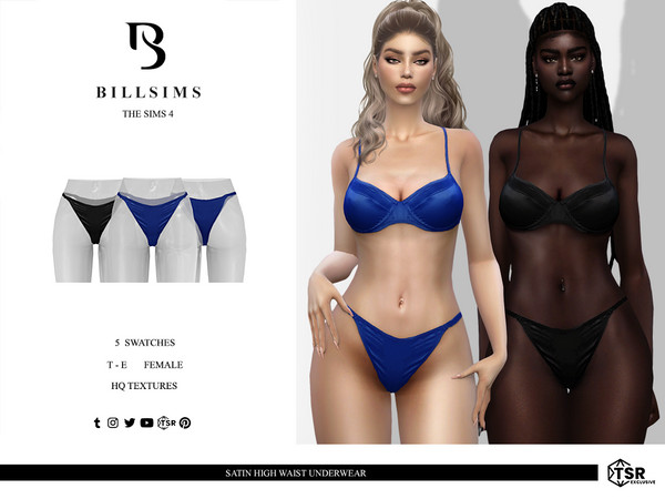 Sims 4 — Satin High Waist Underwear by Bill_Sims — Those bottoms feature a satin material with high waisted design! -