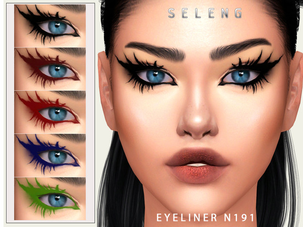 Sims 4 — Eyeliner N191 by Seleng — The eyeliner-eyelash has 21 colours and HQ compatible.