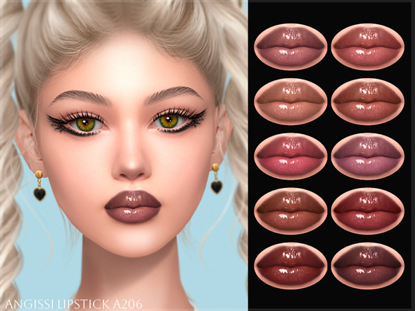 Sims 4 — Lipstick A206 by ANGISSI — PREVIEWS MADE USING HQ MOD Female