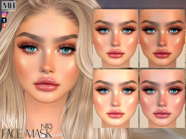 Sims 4 — Kim Face Mask N113 by MagicHand — Cute doll face in 6 skin color variations - HQ Compatible.