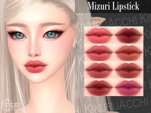 Sims 4 — Mizuri Lipstick by Kikuruacchi — - It is suitable for Female and Male. ( Teen to Elder ) - 8 swatches - HQ