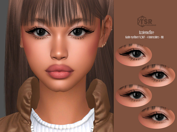 Sims 4 — IMF Katie Eyeliner N.307 by IzzieMcFire — Katie Eyeliner N.307 contains 4 black intensities in hq texture.