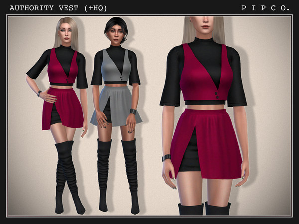 Sims 4 — Authority Vest - THE FUTURE IS NOW Collection. by Pipco — A layered top and vest in 19 swatches. Base Game
