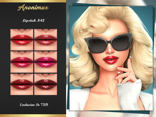Sims 4 — Lipstick N42 by Anonimux_Simmer — - 6 Swatches