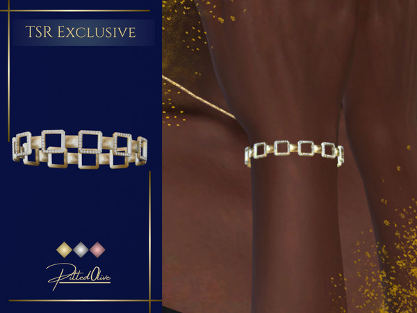 Sims 4 — Stephanie Bracelet by Pitted0live — Geometric square metal and diamond bracelet Custom catalog image