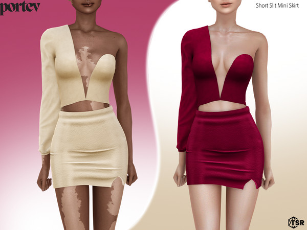 Sims 4 — Short Slit Mini Skirt by portev — new Mesh 10 colors