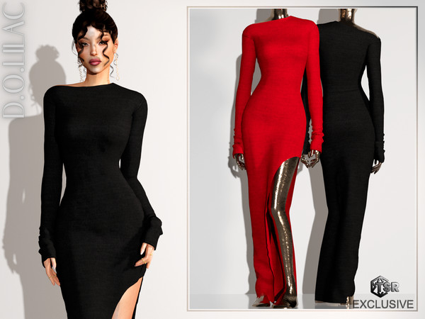 Sims 4 — Asymmetric Slit Dress DO0661 by DOLilac — Custom thumbnail