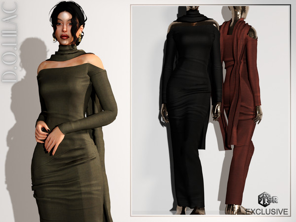 Sims 4 — Draped Maxi Dress DO0663 by DOLilac — Custom thumbnail
