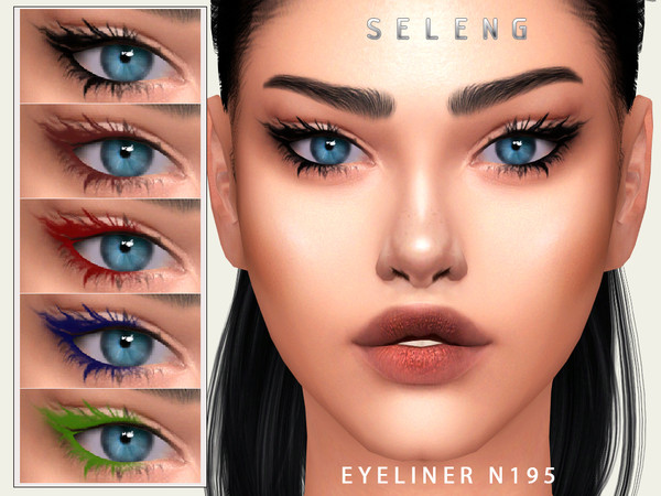 Sims 4 — Eyeliner N195 by Seleng — The eyeliner-eyelash has 21 colours and HQ compatible.