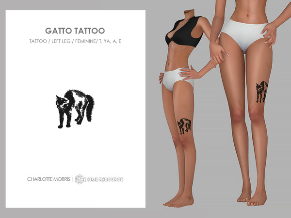 Sims 4 — Gatto Tattoo by Charlotte_Morris — Skin Details - Tattoos