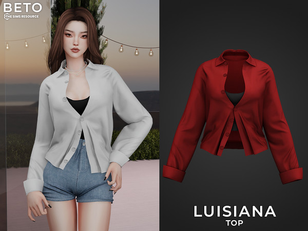 Sims 4 — Luisiana (Top V1) by Beto_ae0 — Casual and aesthetic outfit for women, enjoy it - 08 colors