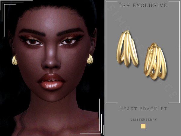 Sims 4 — Gold Triple Hoops by Glitterberryfly — A statement gold hoop earring