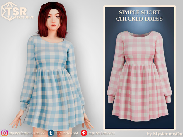 Sims 4 — Simple short checked dress by MysteriousOo — Simple short checked dress in 6 colors
