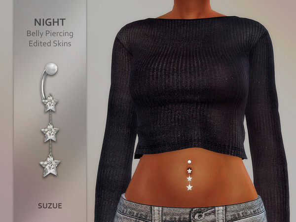 Sims 4 — Night Belly Piercing Edited Skins by Suzue — New Mesh (Suzue)